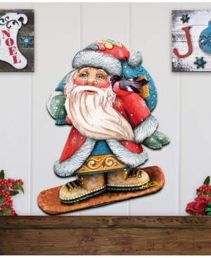 Designocracy Santa Skier Wooden Decor