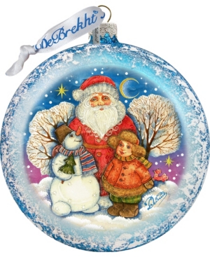G.debrekht Snow Fun Santa Glass Ornament In Multi