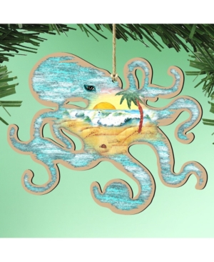 Designocracy Octopus Wooden Ornaments Set of 2