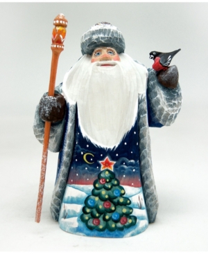 G.debrekht Woodcarved Hand Painted Christmas Tree Santa Figurine In Multi