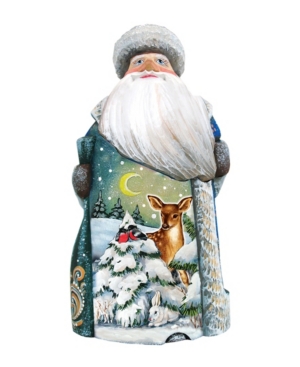 G.debrekht Woodcarved Hand Painted Santa Peaceful Fawn Figurine In Multi