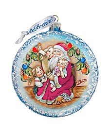 Santa List Circle Glass Ornament