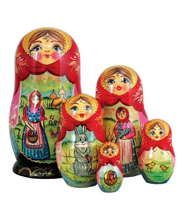 New Hand Painted Russian Wooden Doll Matryoshka 5 Piece Set Made In Russia G 