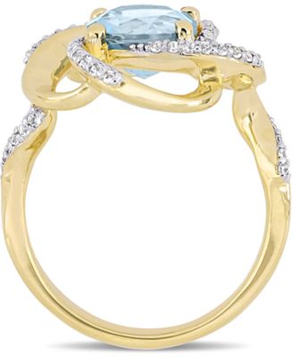Blue Topaz (2-1/3 ct. t.w.) & White Topaz (1/4 ct. t.w.) Swirl Statement Ring in 18k Gold-Plated Sterling Silver