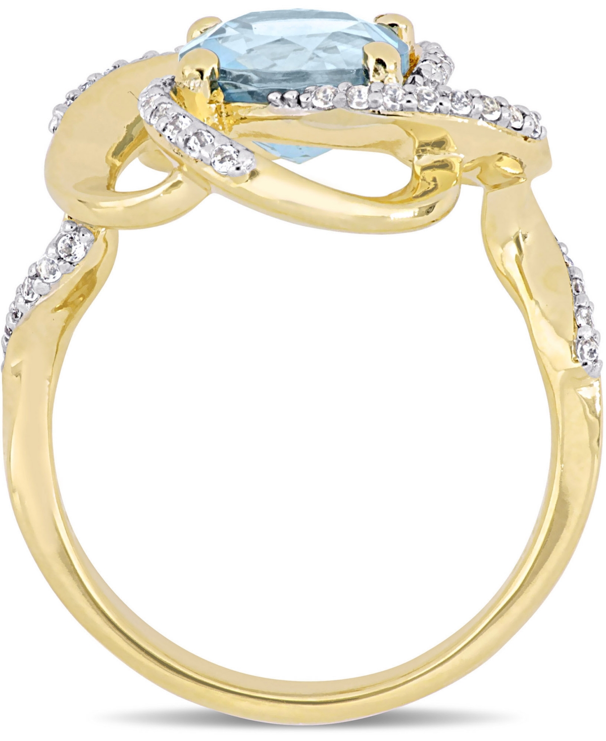 (2-1/3 ct. t.w.) & White Topaz (1/4 ct. t.w.) Swirl Statement Ring in 18k Gold-Plated Sterling Silver - Blue Topaz