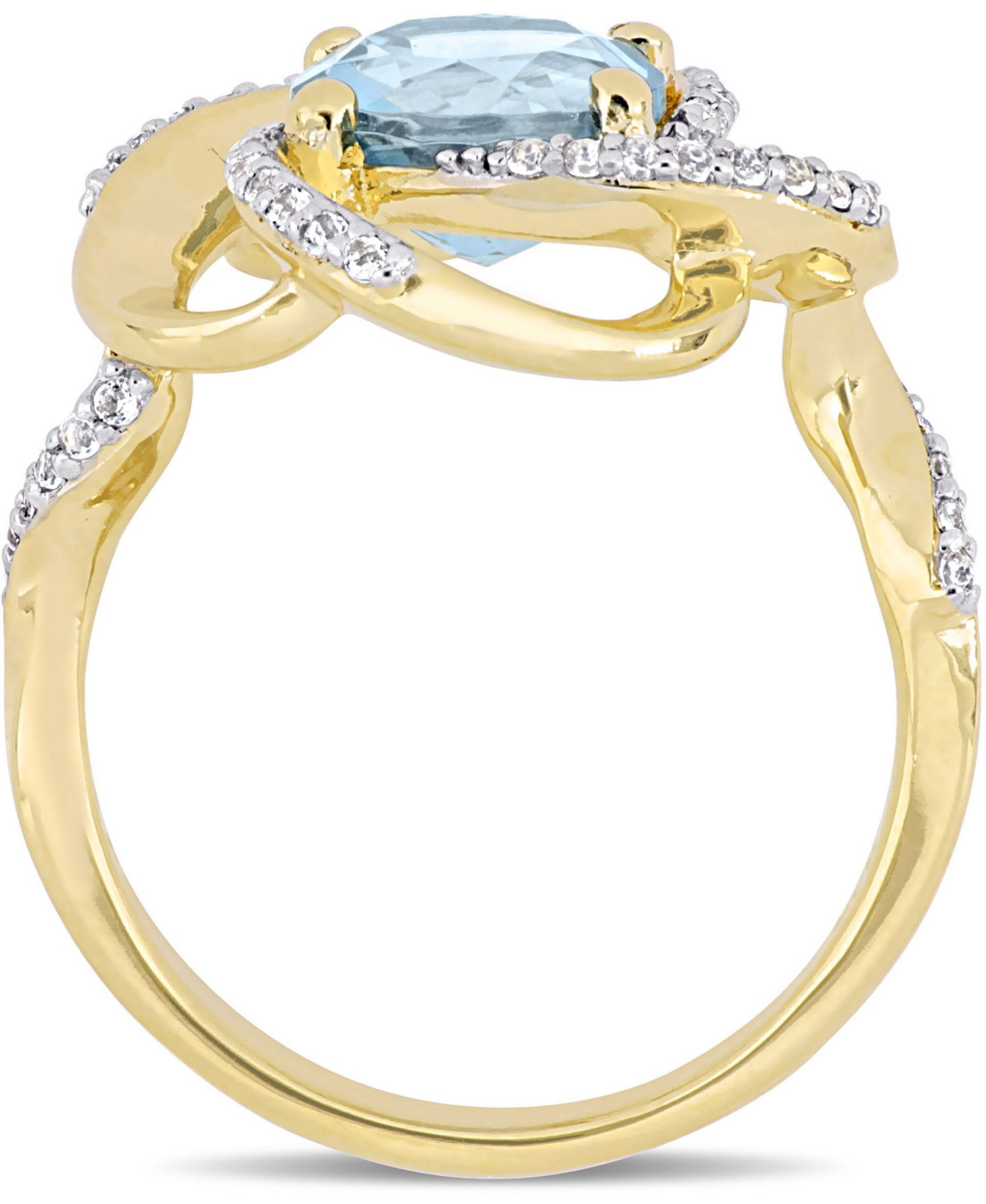 Blue Topaz (2-1/3 ct. t.w.) & White Topaz (1/4 ct. t.w.) Swirl Statement Ring in 18k Gold-Plated Sterling Silver