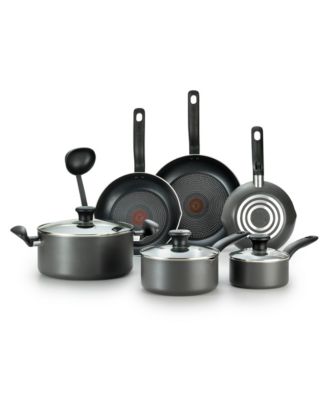 T-Fal Initiatives Aluminum 6 Piece Cookware Set - Black