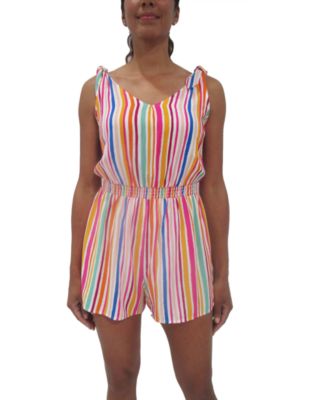 Be Bop - Juniors' Striped Tie-Shoulder Romper