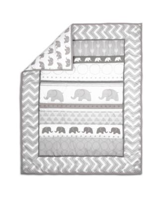 Elephant Walk 3 Piece Baby Nursery Crib Bedding Set, Quilt, Fitted Crib Sheet, and Dust Ruffle