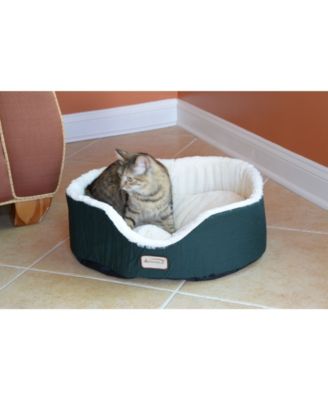 Cat Bed Oval Pet Cuddle House in Laurel Green/Ivory