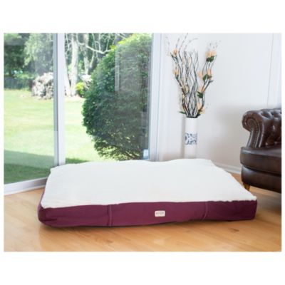 M02HJH/MB-M Medium Pet Bed, Dog Crate Mat With Poly Fill Cushion & Removable Cover, Burgundy & Ivory