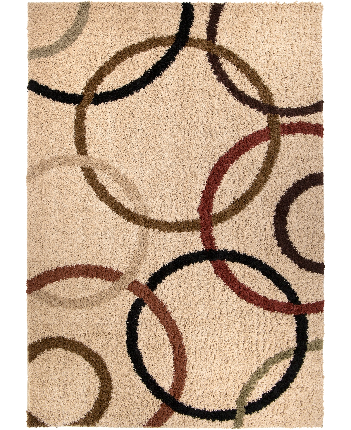 Edgewater Living Reacation Shag Circle Design Brown 7'10in x 10'10in Area Rug - Brown