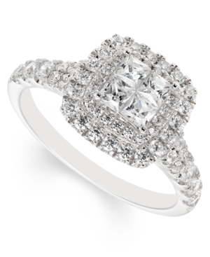 Diamond Princess Halo Engagement Ring (1 ct tw) in 14k White Gold