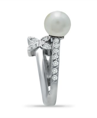 Imitation Pearl Cubic Zirconia Butterfly Ring 