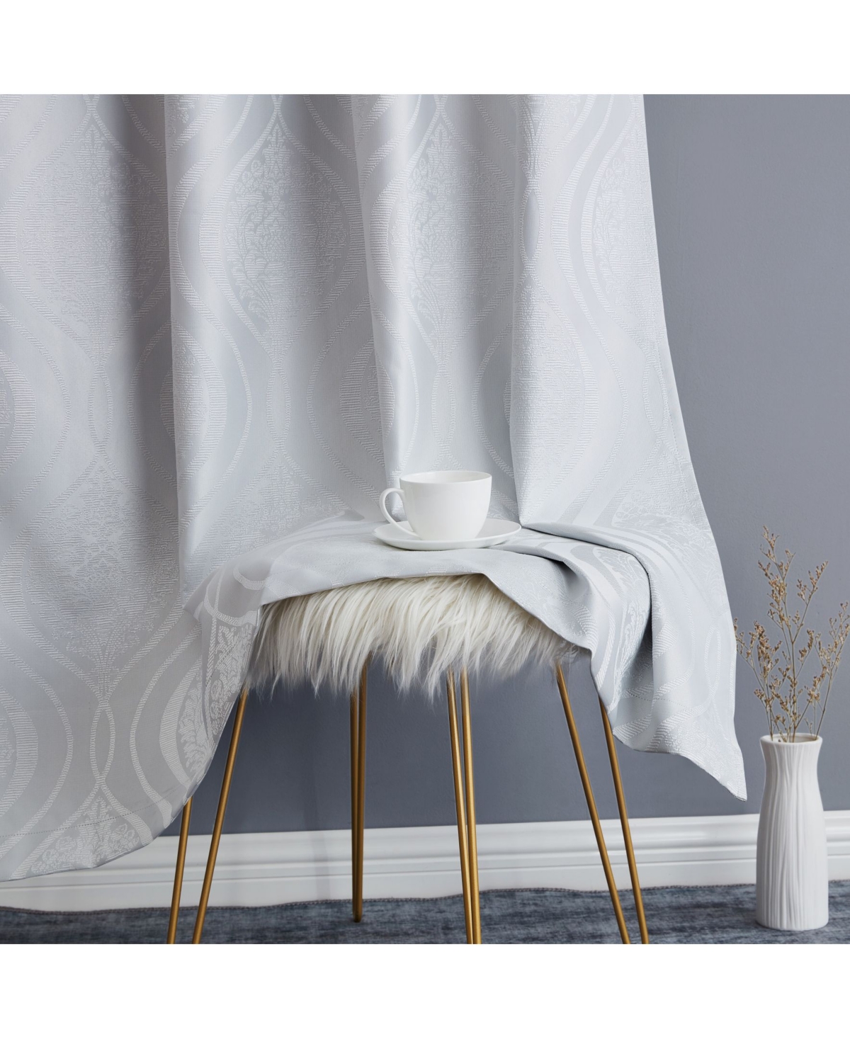 Hlc.me Montero Damask 100% Complete Blackout Shading Thermal Insulated Energy Efficient Heat/Cold Blocking Grommet Heavy Curtain Drapery Panels for Li