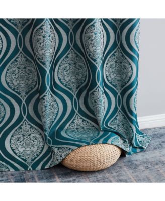 Montero Damask 100% Complete Blackout Shading Thermal Insulated Energy Efficient Heat/Cold Blocking Grommet Heavy Curtain Drapery Panels for Living Room, 2 Panels