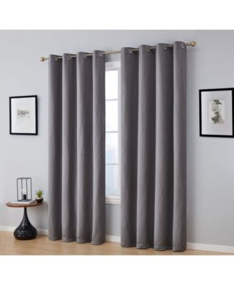 Siena Pattern 100% Complete Blackout Thermal Insulated Double Layer Window Curtain Grommet Panels for Living Room & Bedroom - Energy Savings & Soundproof, Set of 2