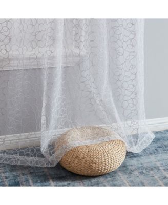 Audrey Embroidered Premium Soft Decorative Sheer Voile Light Filtering Grommet Window Treatment Curtain Drapery Panels for Bedroom & Living Room - Set of 2 Panels