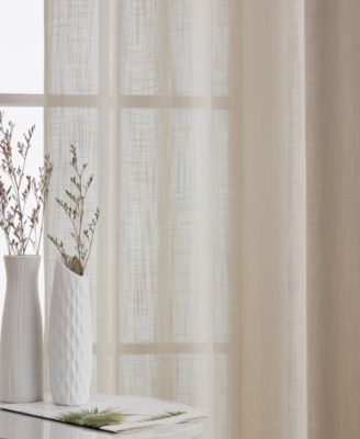 Abbey Faux Linen Textured Semi Sheer Privacy Sun Light Filtering Transparent Window Grommet Long Thick Curtains Drapery Panels for Bedroom & Living Room, 2 Panels