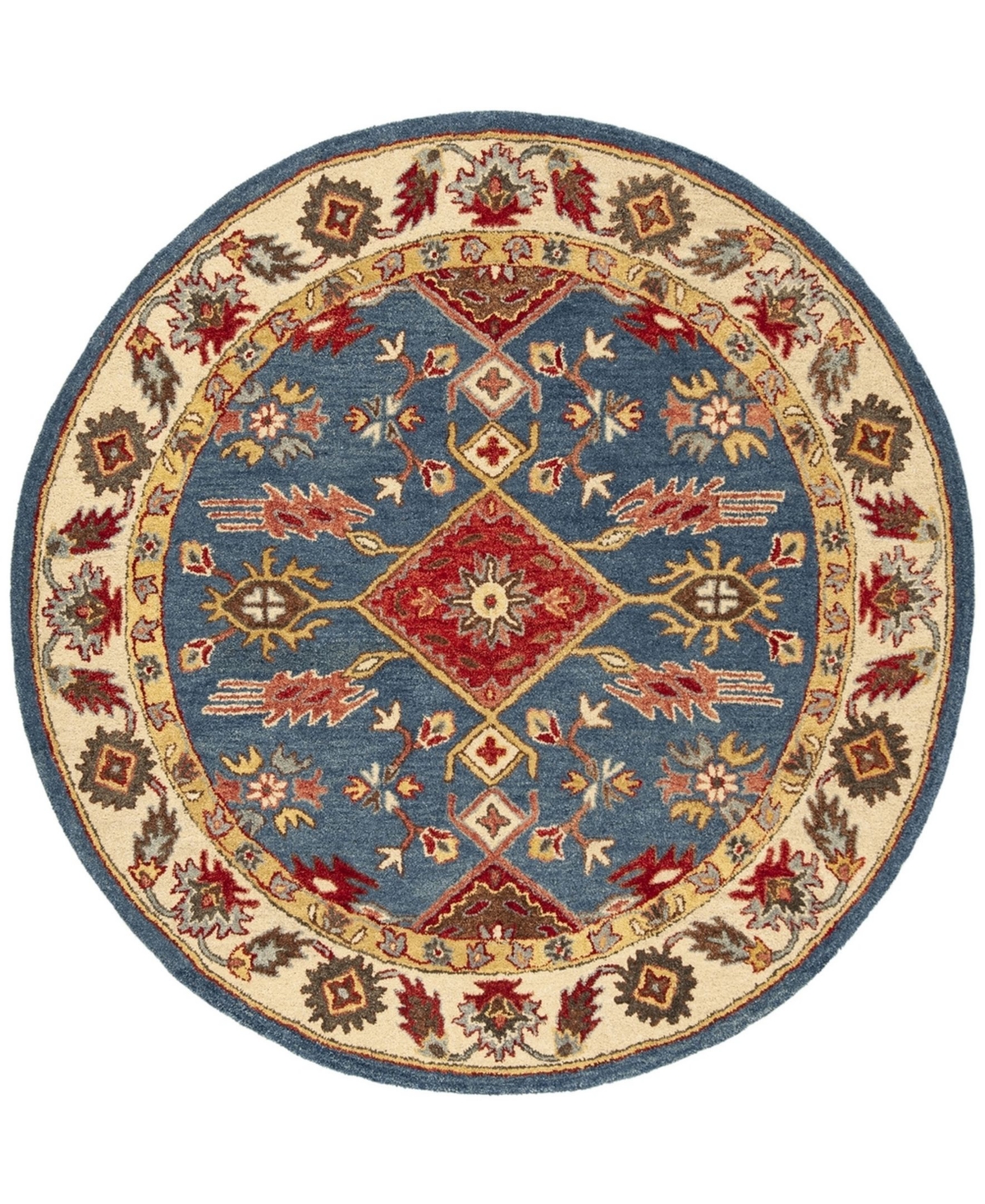 Safavieh Antiquity At506 Blue and Red 6' x 6' Round Area Rug - Blue