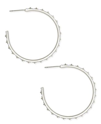 Medium Pav&eacute; C-Hoop Earrings, 1.7" 