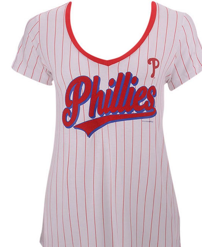 New Era Women's Philadelphia Phillies Pinstripe V-Neck T-Shirt