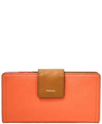 Fossil Damen Geldbörse Logan Eco Leder – Tab Clutch Mit 12 Kartenfächern Und Reißverschlussfach (17,1 X 1,9 X 8,9 Cm)