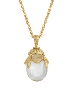 image of 2028 14K Gold Plated Clear Glass Egg Pendant Necklace