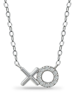Giani Bernini Cubic Zirconia Xo Pendant Necklace In Sterling Silver, 16" + 2" Extender, Created For Macy's