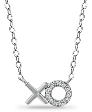 Giani Bernini Cubic Zirconia Xo Pendant Necklace In Sterling Silver, 16" + 2" Extender, Created For Macy's In Silver