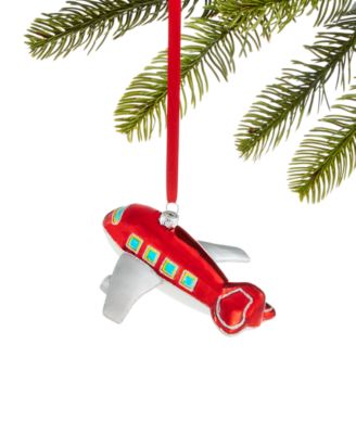 Holiday Lane - World Traveler Red and Silver Plane Ornament