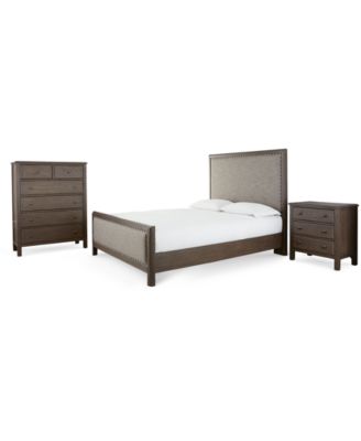 Parker Mocha Upholstered Bedroom Furniture 3-Pc. Set (Full Bed, Nightstand, Chest), Created for Macy's
