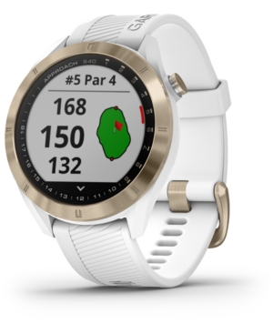 image of Garmin Unisex Approach S40 White Silicone Strap Touchscreen Smart Watch 32mm