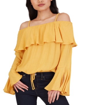 image of Bcx Juniors- Textured Metallic Cold-Shoulder Top