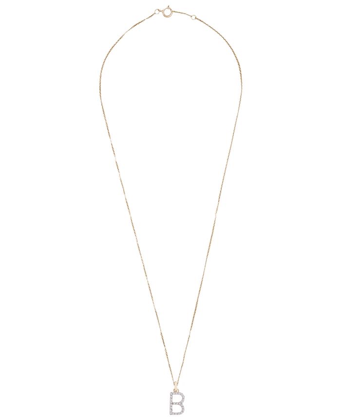 Macy's Diamond Initial Pendant Necklace (1/10 ct. t.w.) in 14k Gold, 17 ...