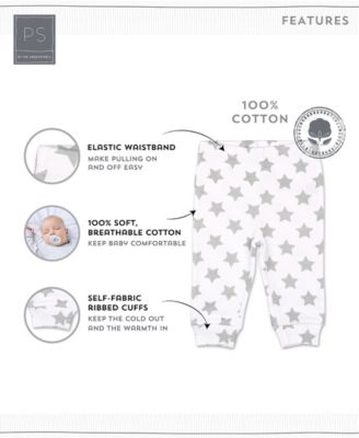 Baby Boys Pants Set, 5 Pack, Safari, Black, White, Sage, Stars