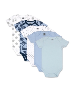 The Peanutshell Baby Boys Dinos and Dots 5 Pack Short Sleeve Bodysuits