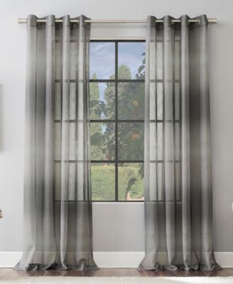 Scott Living Atlantic Ombre Stripe Sheer Curtain Collection In Gray