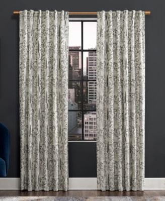Scott Living Aubry Shimmering Floral Blackout Curtain Collection In Gray