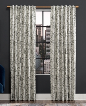 Scott Living Aubry 52" X 84" Shimmering Floral Blackout Curtain Panel In Gray