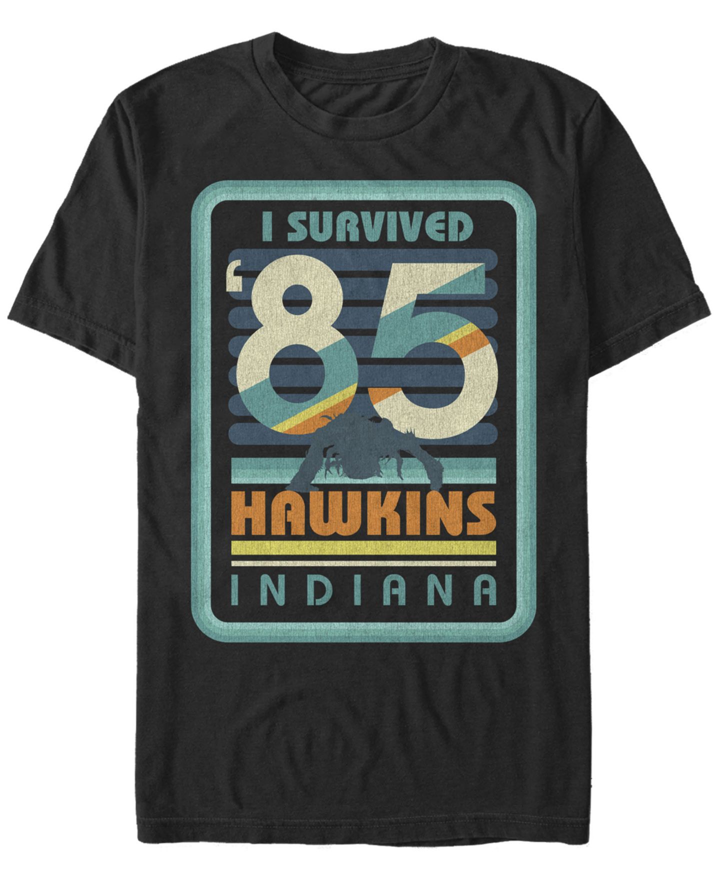 Мужская футболка Fifth Sun Stranger Things I Survived Hawkins Indiana Short Sleeve, цвет: Чёрный — фото 1