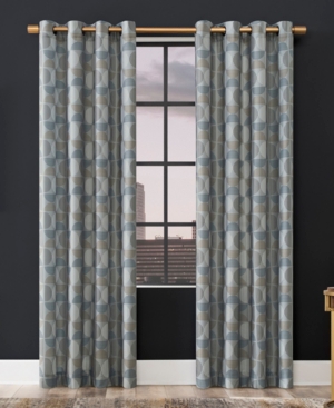 Scott Living Drake Mid-century Geometric Semi-sheer Grommet Curtain Panel, 84" X 50" In Gray