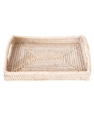 Rattan Rectangular Vanity Tray with High Handles