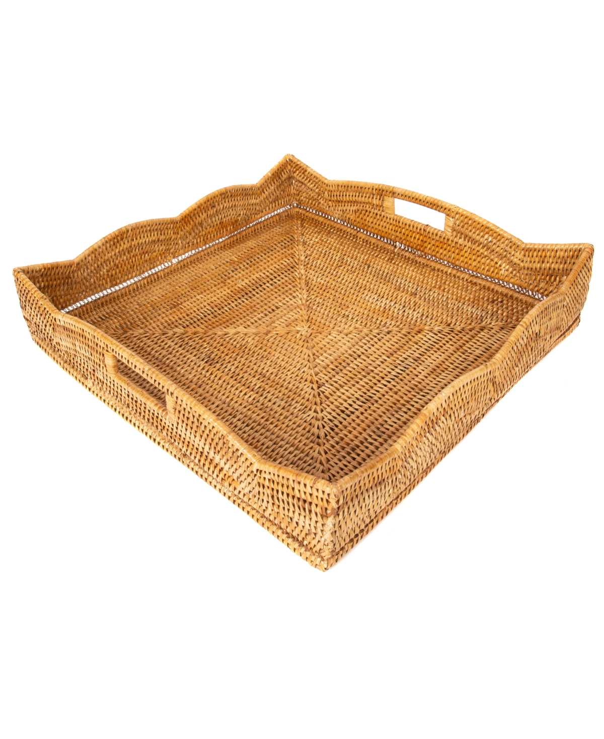 Artifacts Trading Company Rattan Scallop Collection Square Tray