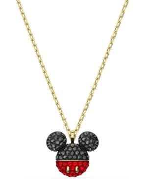 image of Swarovski Gold-Tone Crystal Mickey Pendant Necklace, 14-7/8