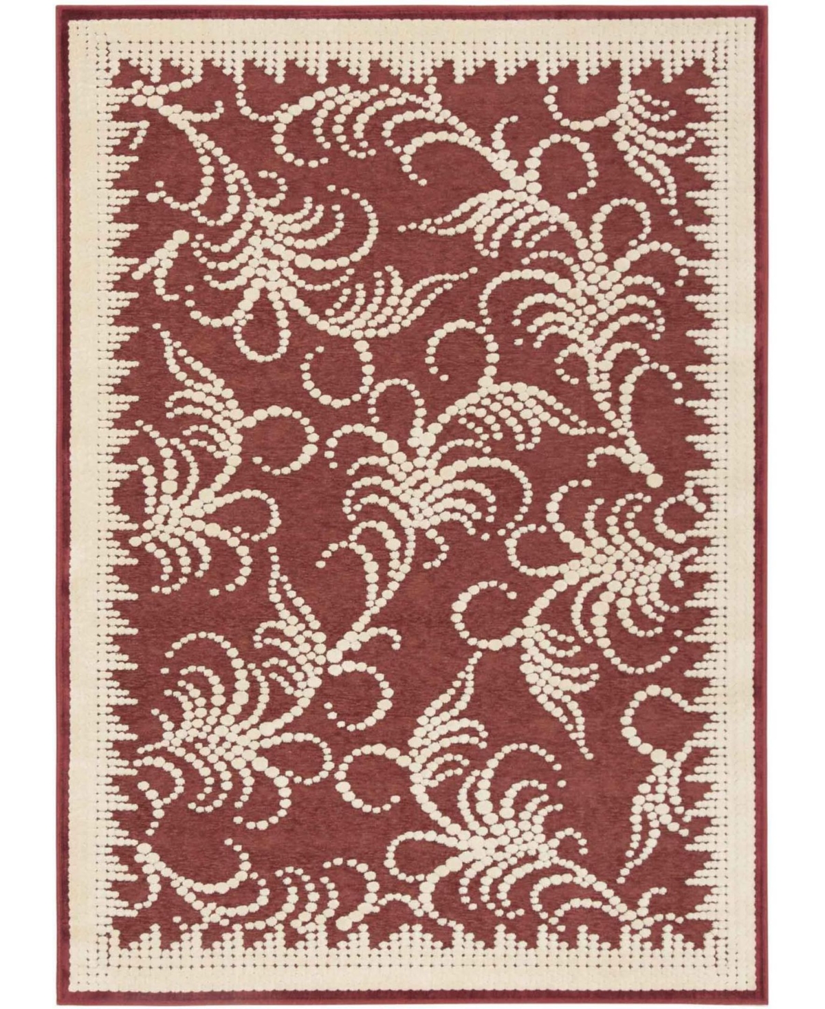 Martha Stewart Collection Fountain Swirl MSR4449C Red and Ivory 7'11in x 11'2in Area Rug - Red