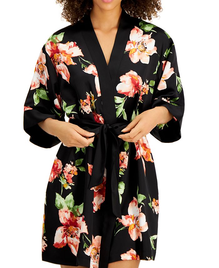 INC International Concepts FloralPrint Satin Wrap Robe, Created for