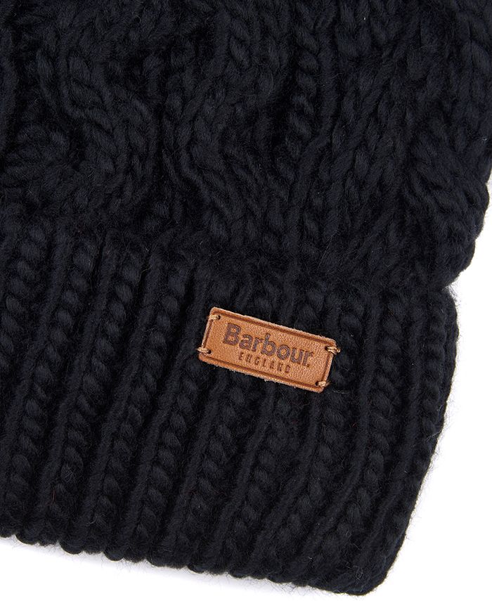 Barbour Penshaw Cable-Knit Faux-Fur Pom-Pom Hat - Macy's