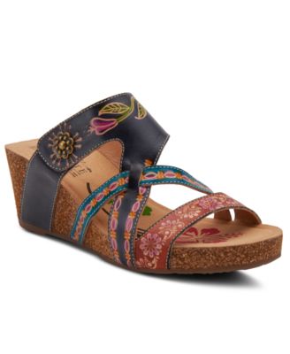 Women's Swan Slide Wedge with Hand-Painted Design