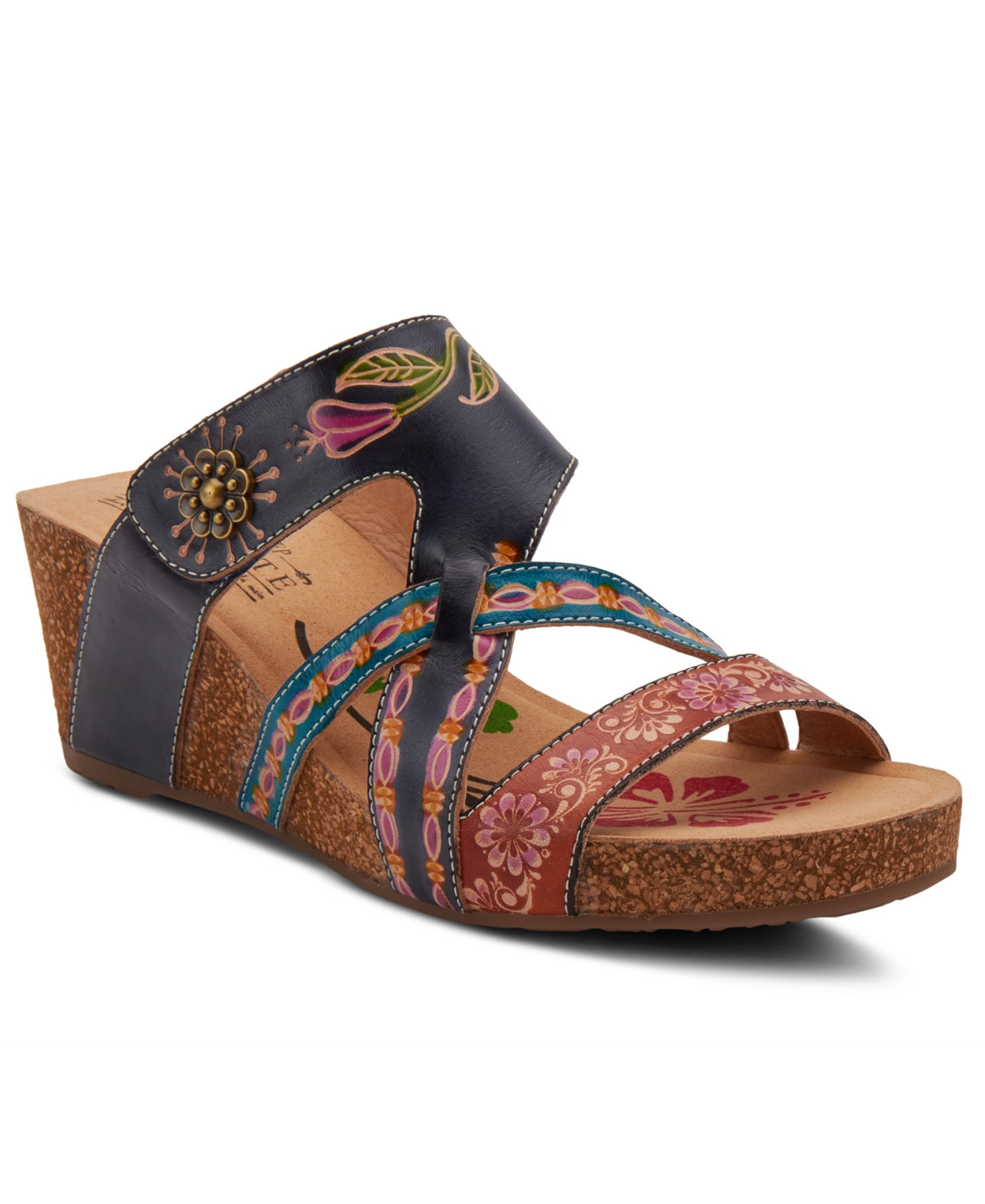 L'Artiste Women's Swan Wedge Slide Sandals